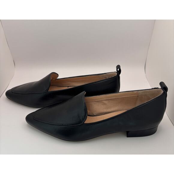 Franco Sarto Classic Studio Black Leather Pointed Toe Slip On Loafers Size 7 - Picture 1 of 10